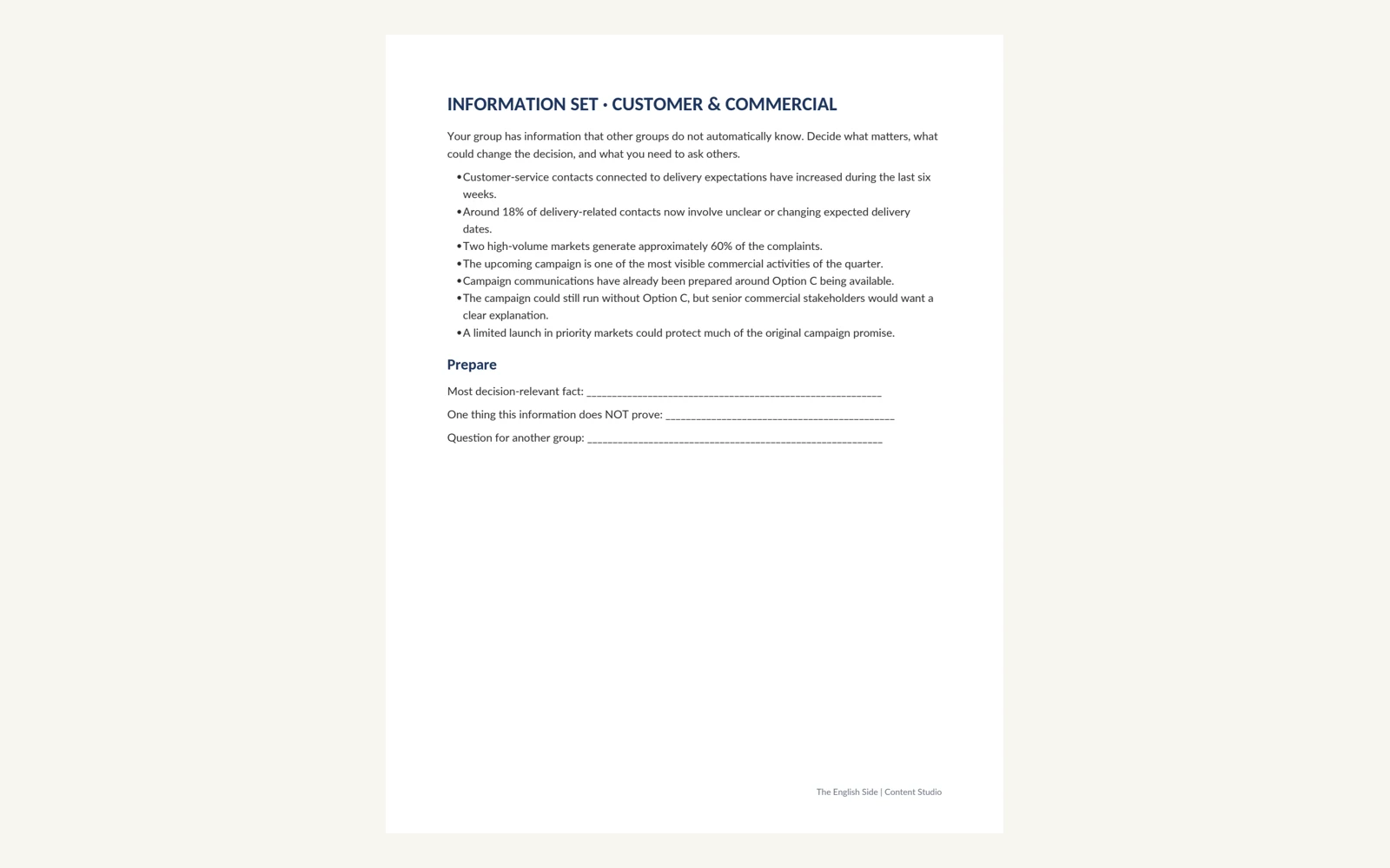 Tarjeta de información de Cliente y Comercial.